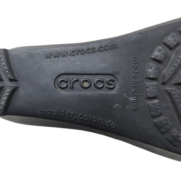 Crocs A Leigh Black Blue Inside Wedge 3" Women's Shoe 7 - Picture 9 of 9